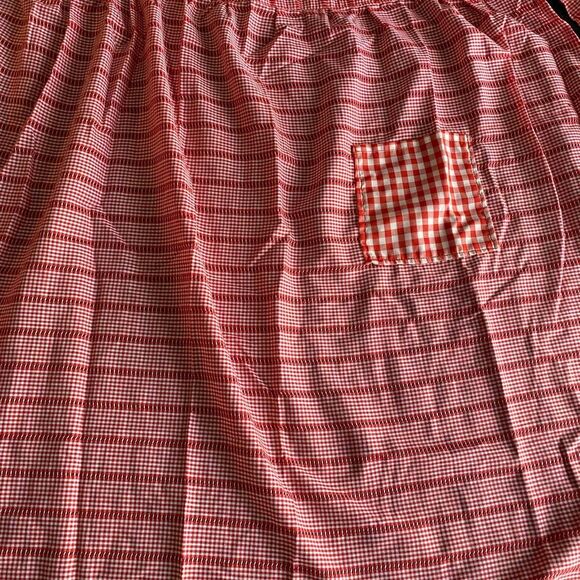 Handmade Red Gingham Apron with Pocket, Retro, Vintage Kitchen Wear OF-11 - Picture 7 of 11